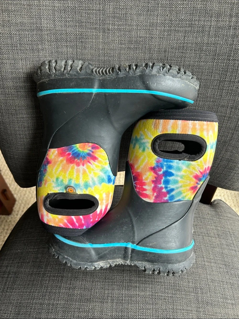 BOGS Grasp Kids Waterproof Insulated Rain Boots Size 11 Toddler Tie Dye Black